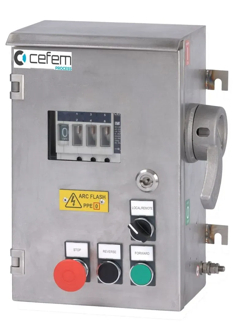 Safebloc CEFEM em aço inoxidável escovado com manopla vermelha